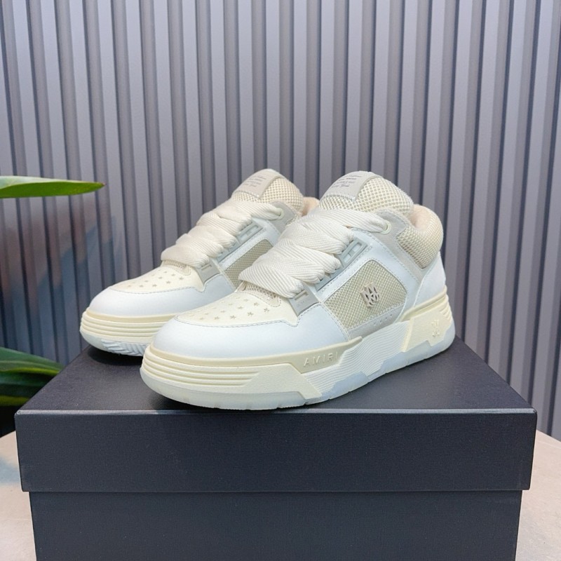 2024 Unisex Amiri White Mesh Leather Sneakers MJ00360
