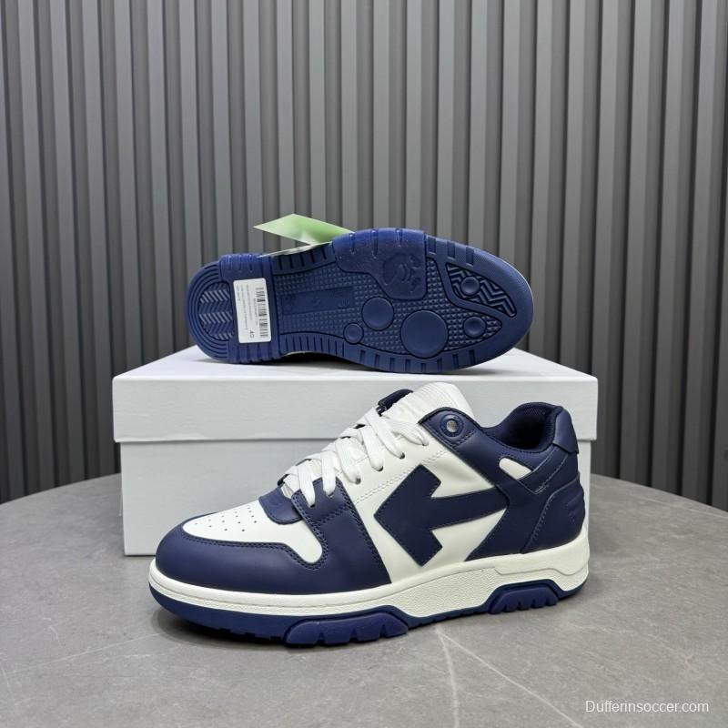 2025 Unisex Off-White Navy White Leather Sneakers MJ00320