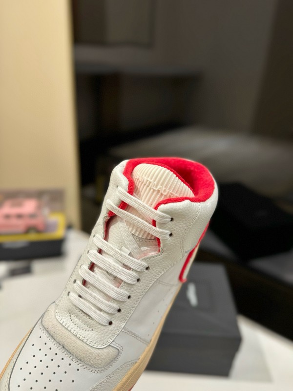 2024 Unisex Yves Saint Laurent White Red Leather Sneakers MJ00390