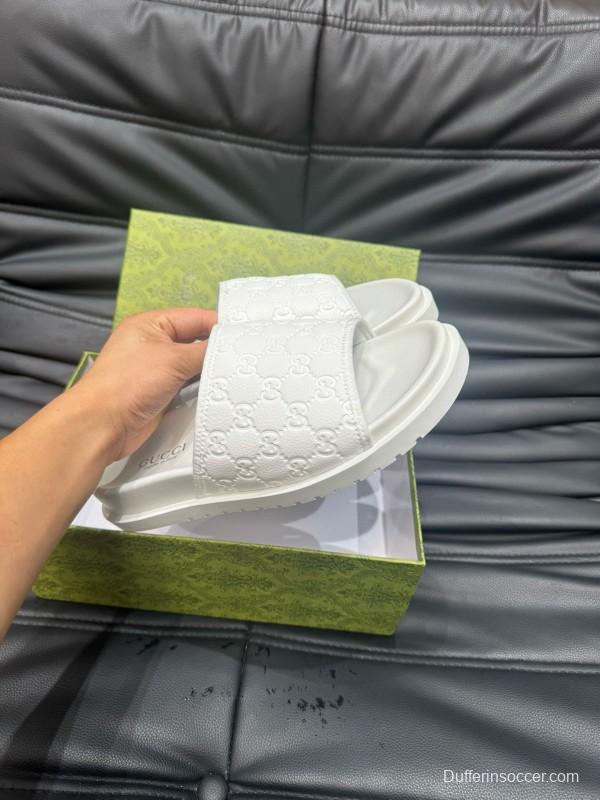 2024 GUCCI White Leather Slippers MJ00200