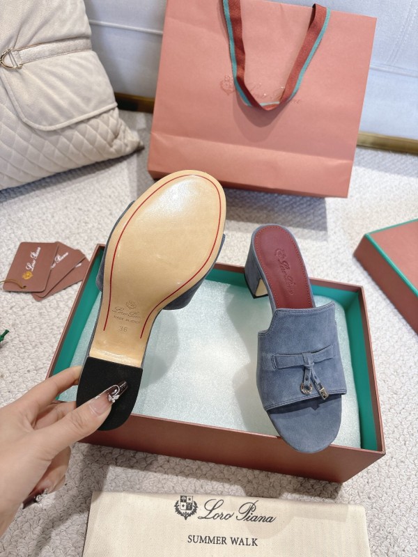 2025 Women LP Blue Suede Sandals