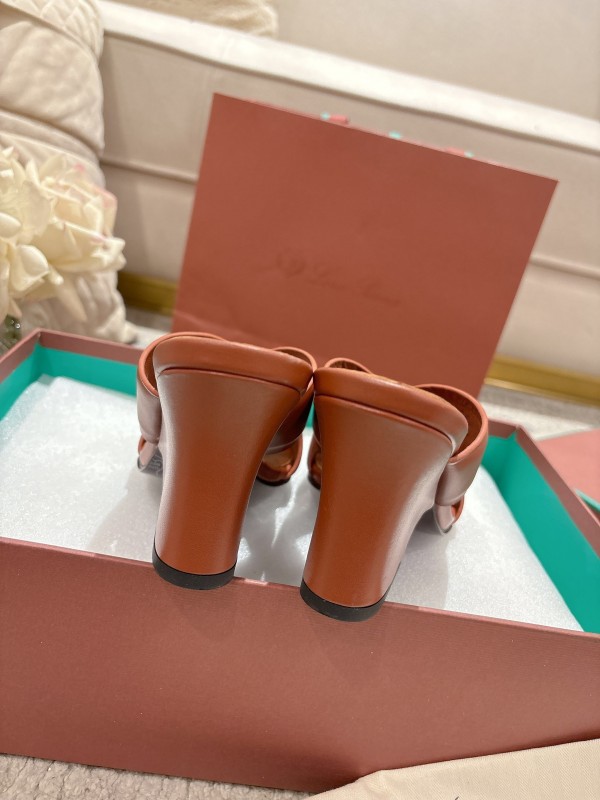 2025 Women Le Parmentier Brown Leather Sandals LY00300
