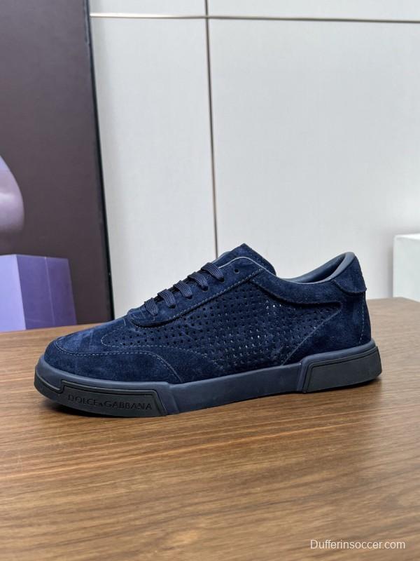 2025 Men Dolce & Gabbana Navy Suede Sneakers LY00280
