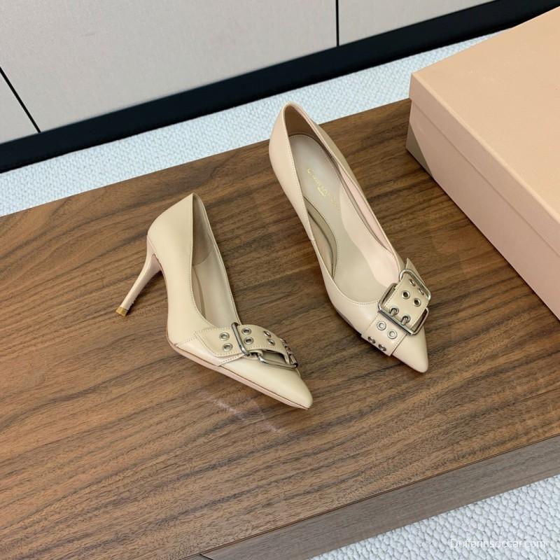 2025 Women Gianvito Rossi Cream Leather Pumps Buckle KFY00300