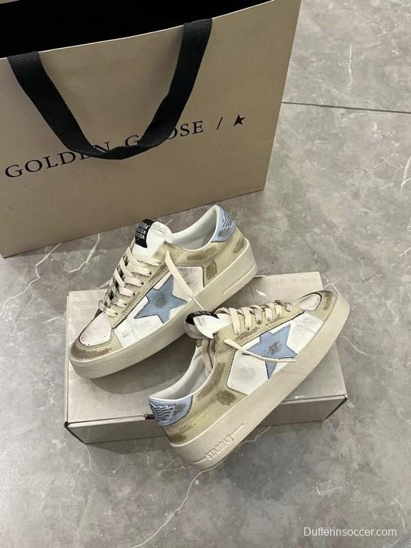 2024 Unisex GGDB White Beige Light Blue Leather Suede Sneakers MJ00260