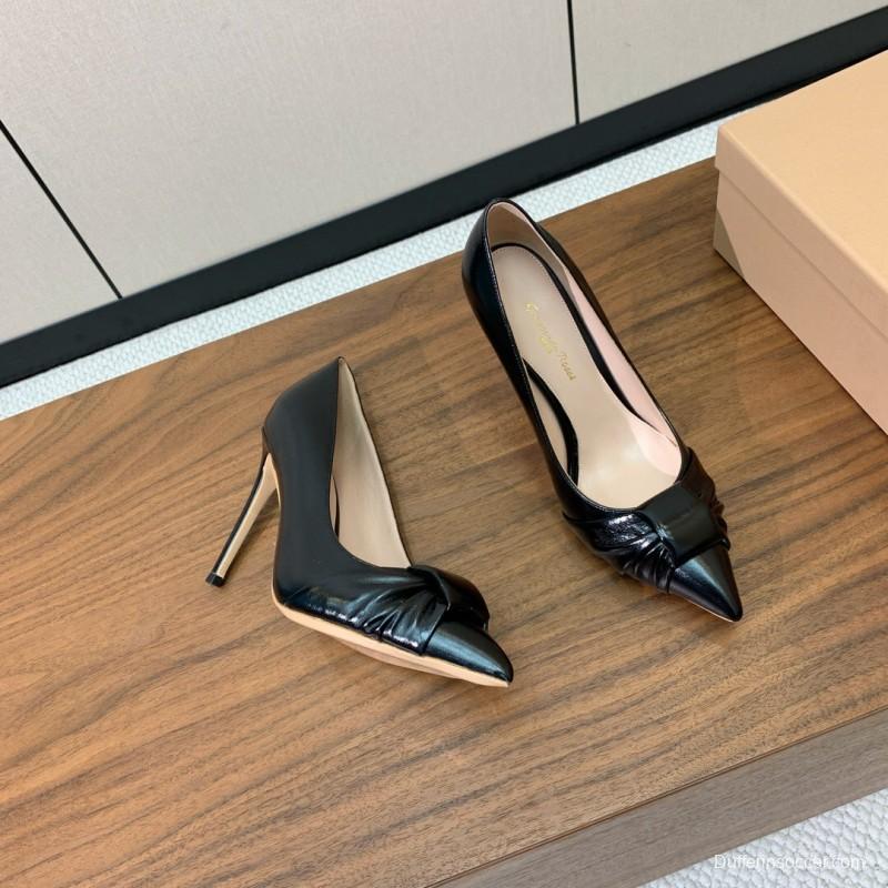 2025 Women Gianvito Rossi Black Leather High Heel KFY00300