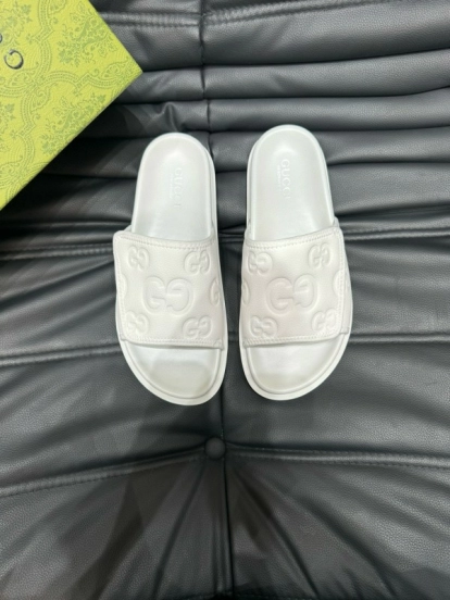 2024 Slippers Gucci White Leather Slippers MJ00200