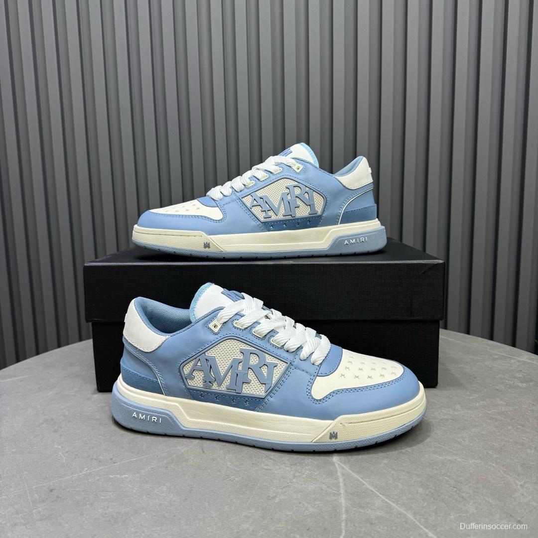 2025 Unisex Amiri Blue White Leather Sneakers MJ00360