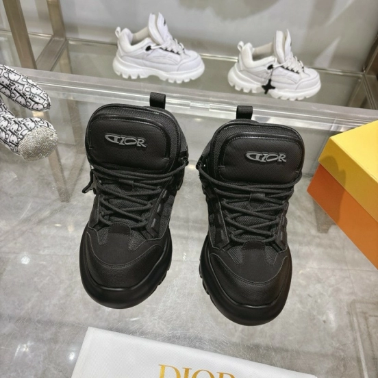 2024 Unisex Dior black fabric leather sneakers