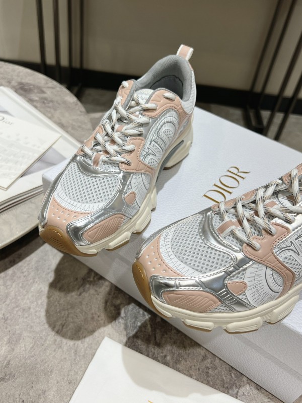 2025 Women Dior White Pink Grey Mesh Leather Running Shoes