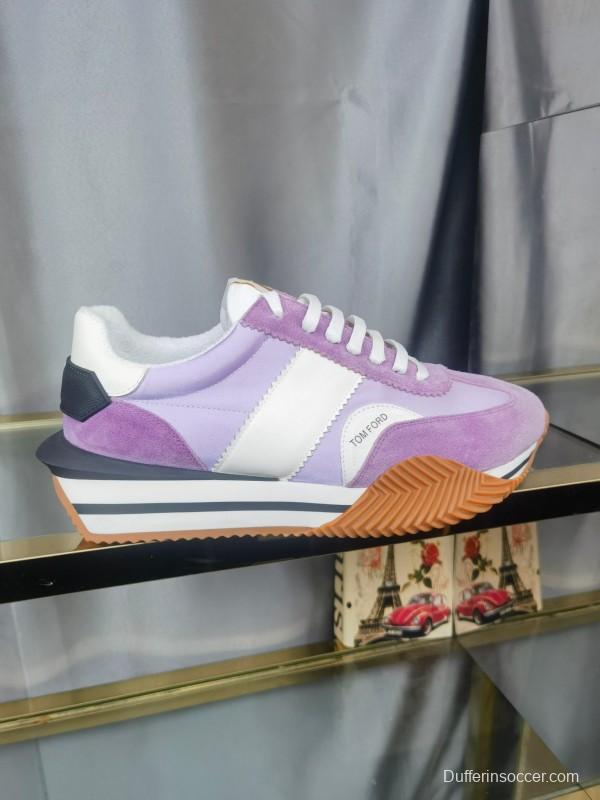 2025 Unisex TOM FORD Purple White Suede Leather Sneakers LY00360(F)/LY00370(M)