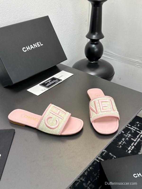 2025 Slippers CHANEL Pink Tweed Slippers