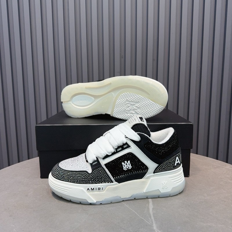 2024 Unisex Amiri Black White Mesh Leather Sneakers MJ00410
