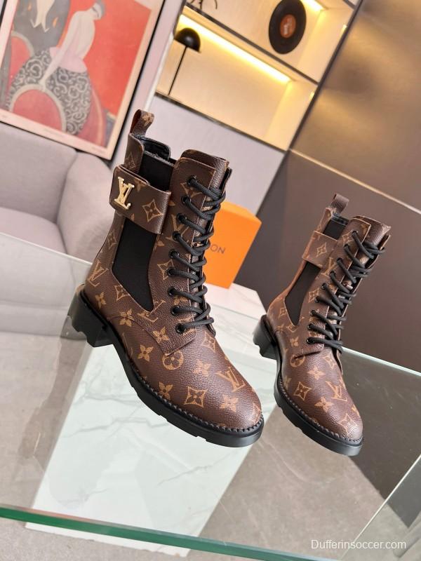 2024 Women Louis Vuitton Brown Leather Boots MJ00320