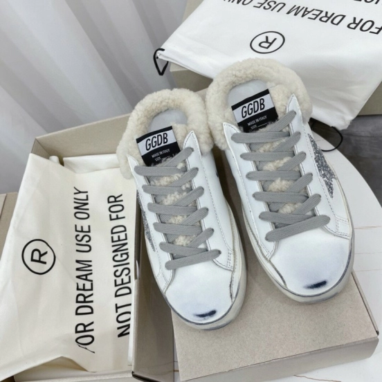 2024 Slippers GGDB White Grey Shearling Slippers MJ00280