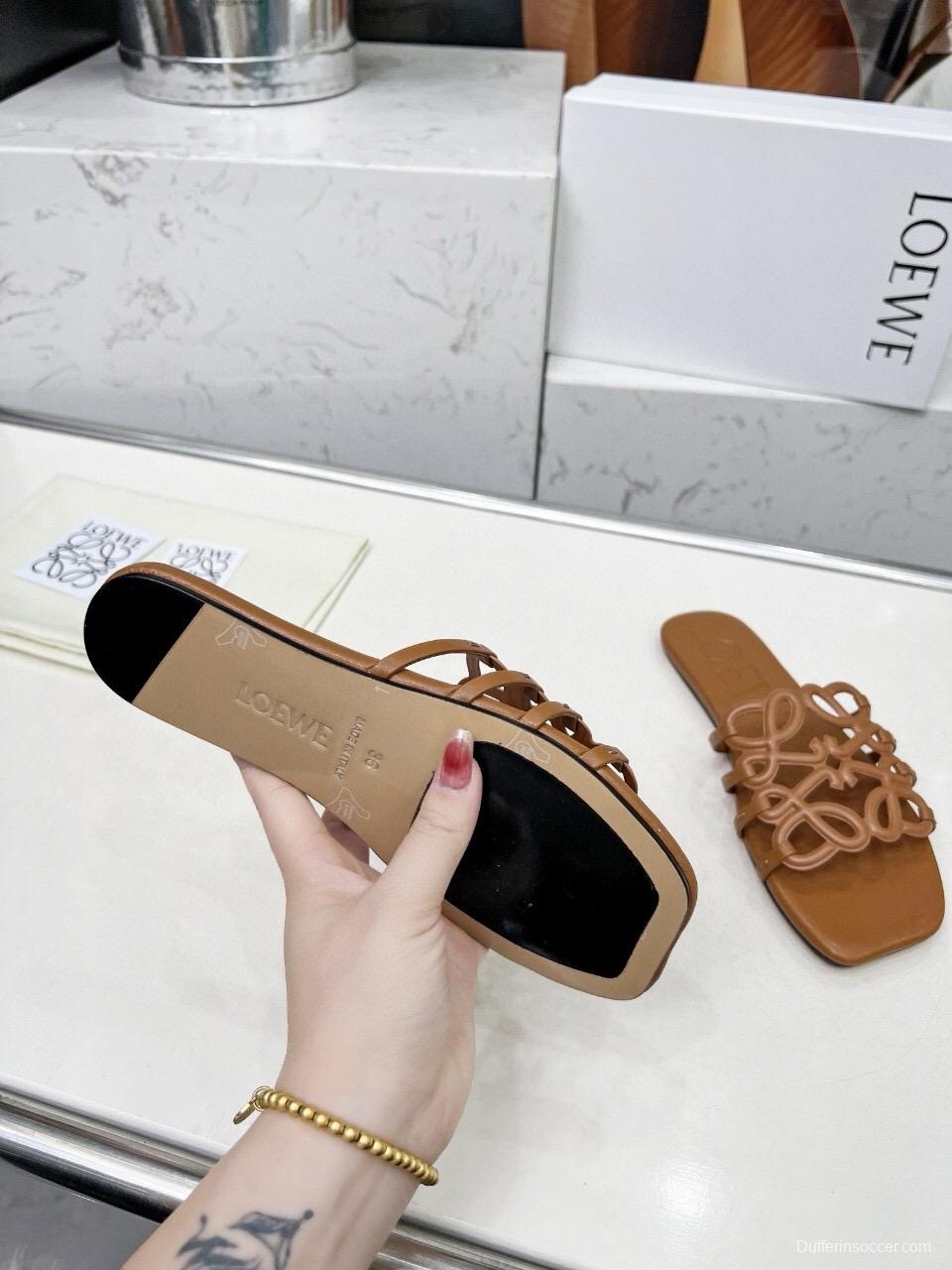 2025 Slippers Loewe Brown Leather Slides LY00190