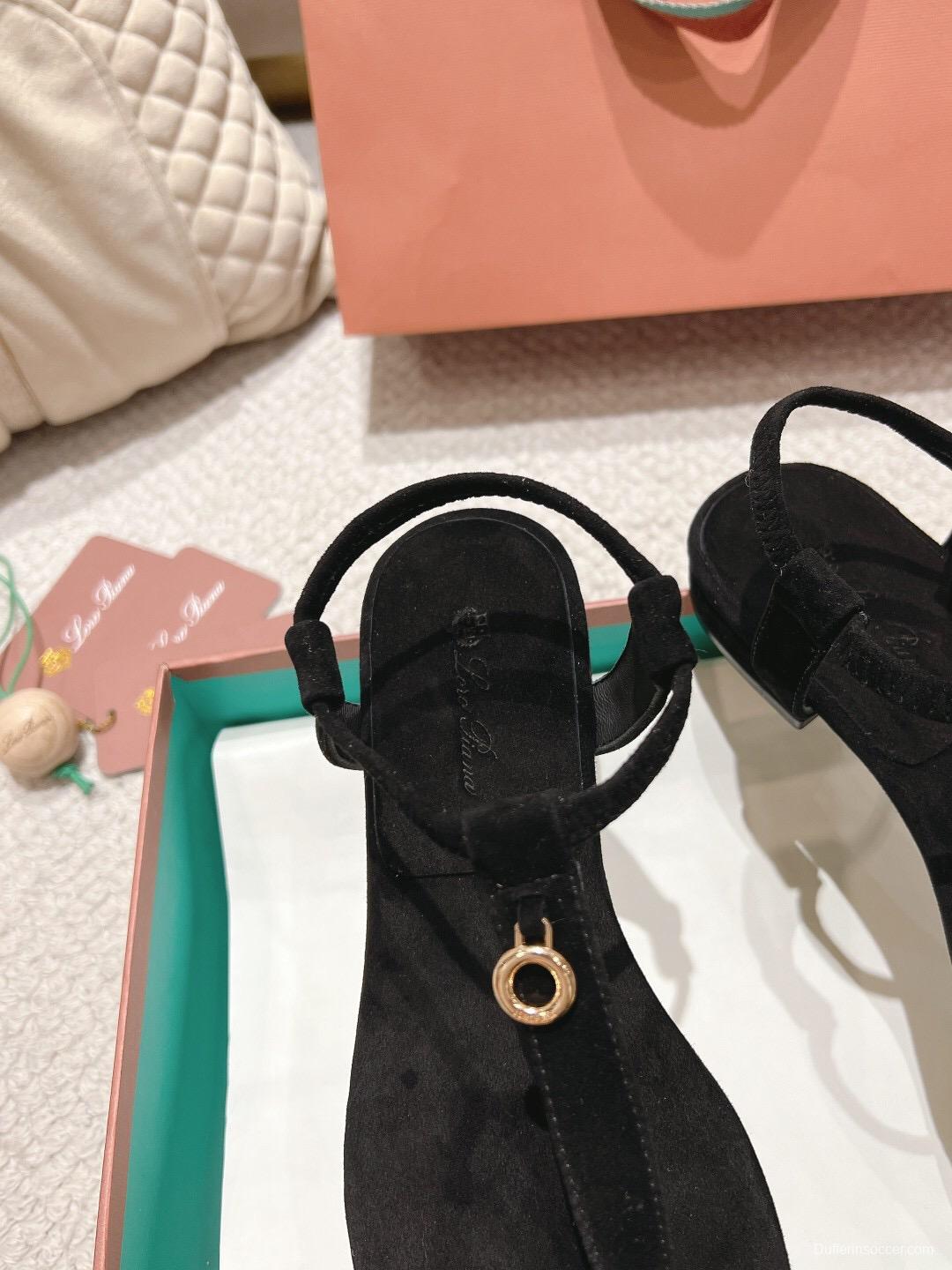 2025 Women Le Parmentier Black Suede Sandals