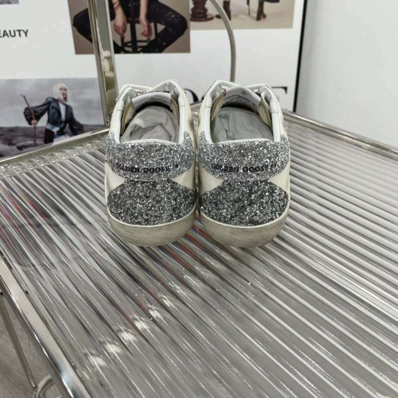 2025 Women GGDB Silver White Suede Leather Sneakers