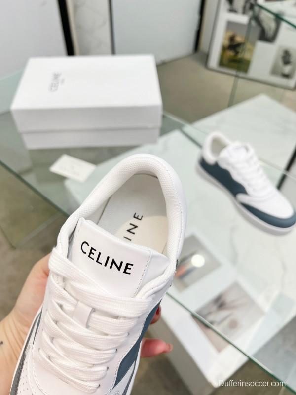 2025 Unisex CELINE White Grey Leather Sneakers