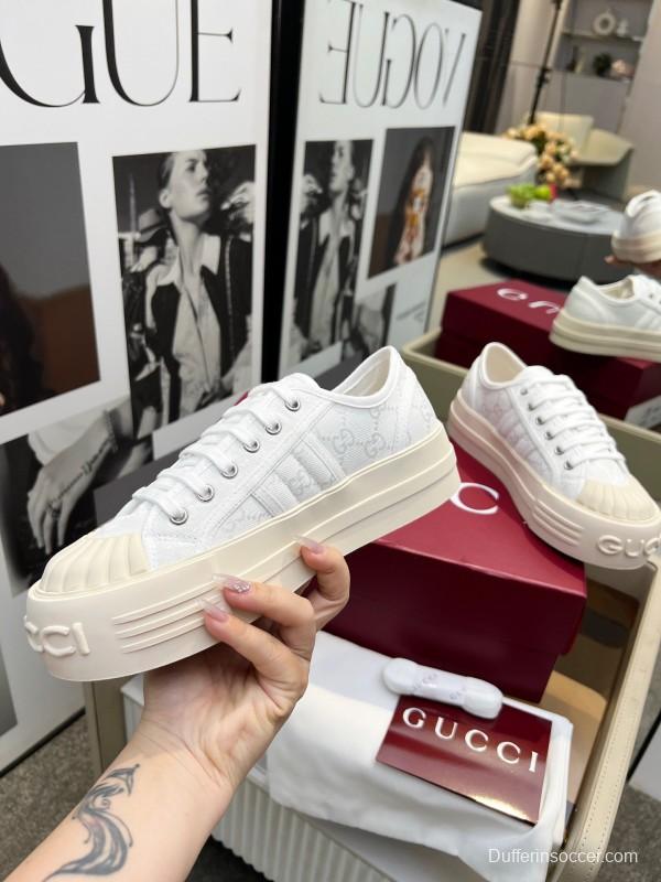 2025 Women Gucci White Canvas Sneakers