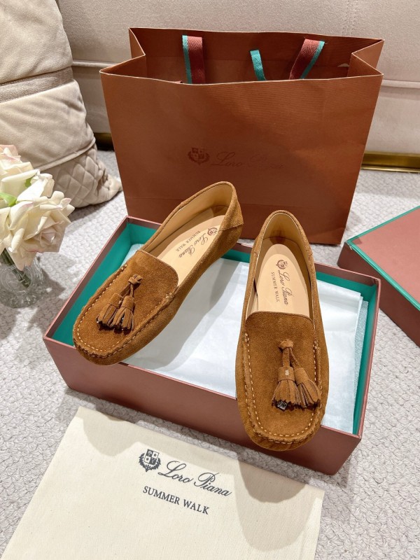2025 Women LP Brown Suede Loafers Tassel LY00291