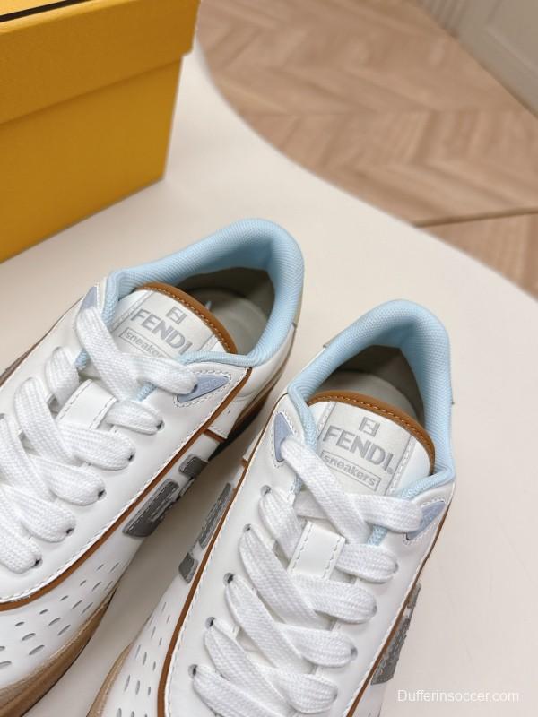 2025 Women Fendi White Beige Suede Leather Sneakers LY00350(F)