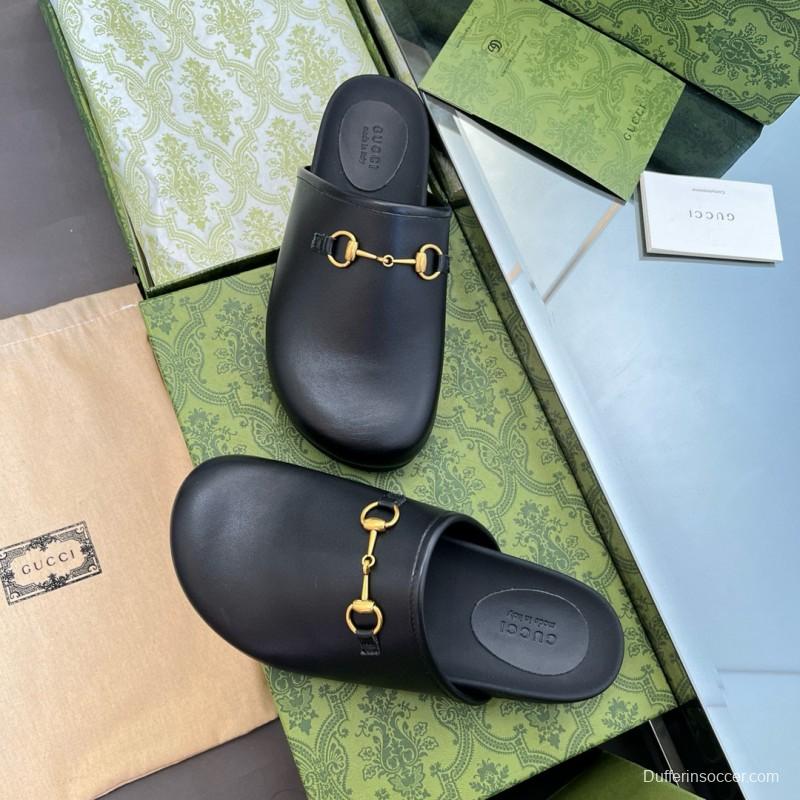2024 Slippers Gucci Black Leather Slippers