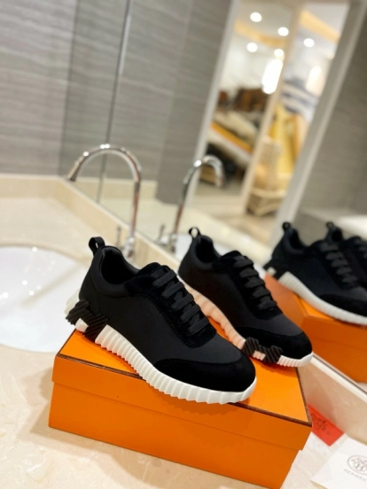 2024 Men Hermès black fabric sneakers MJ00320