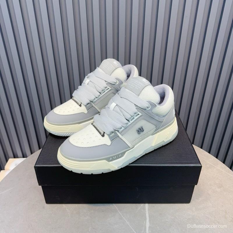 2024 Unisex Amiri Grey White Leather Suede Sneakers MJ00360
