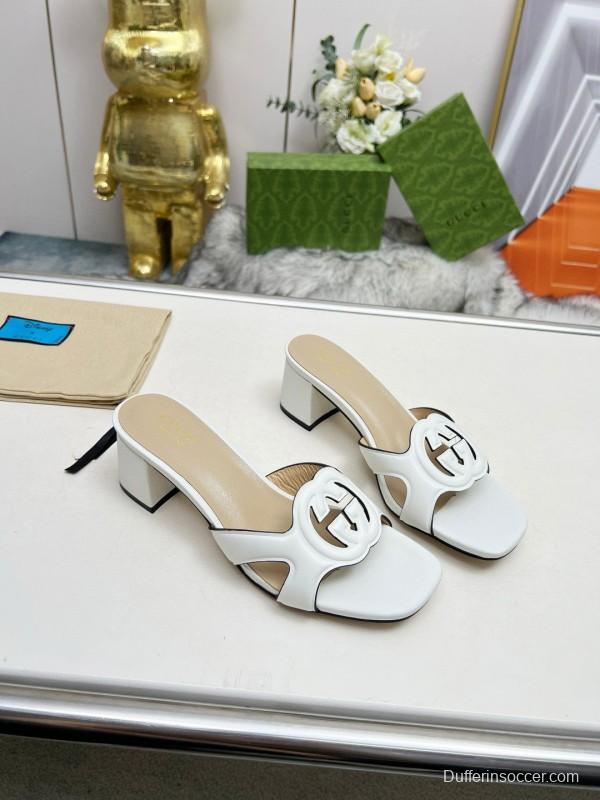 2025 Gucci White Leather Slippers MJ00190