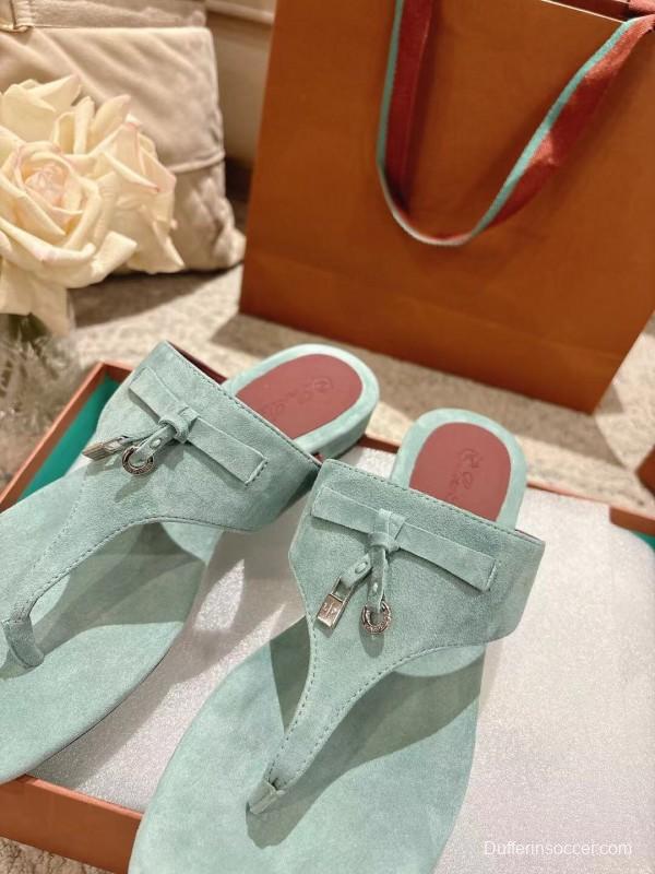 2025 Women Le Parmentier Mint Suede Slippers LY00250