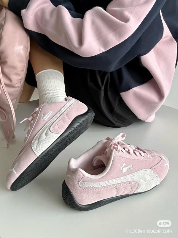 2025 Women Puma Pink White Suede Sneakers
