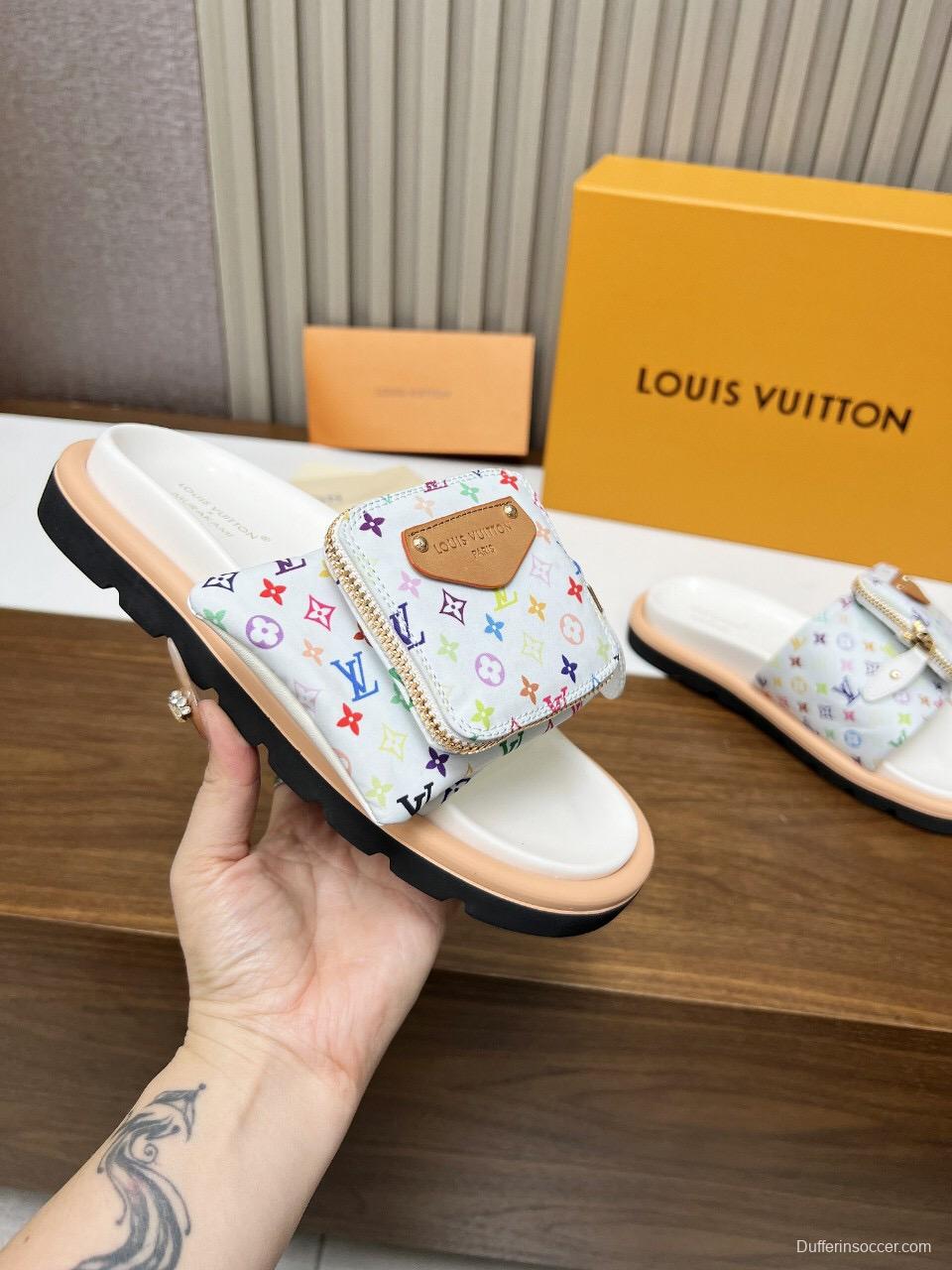 2025 Louis Vuitton Multi Color Canvas Slippers
