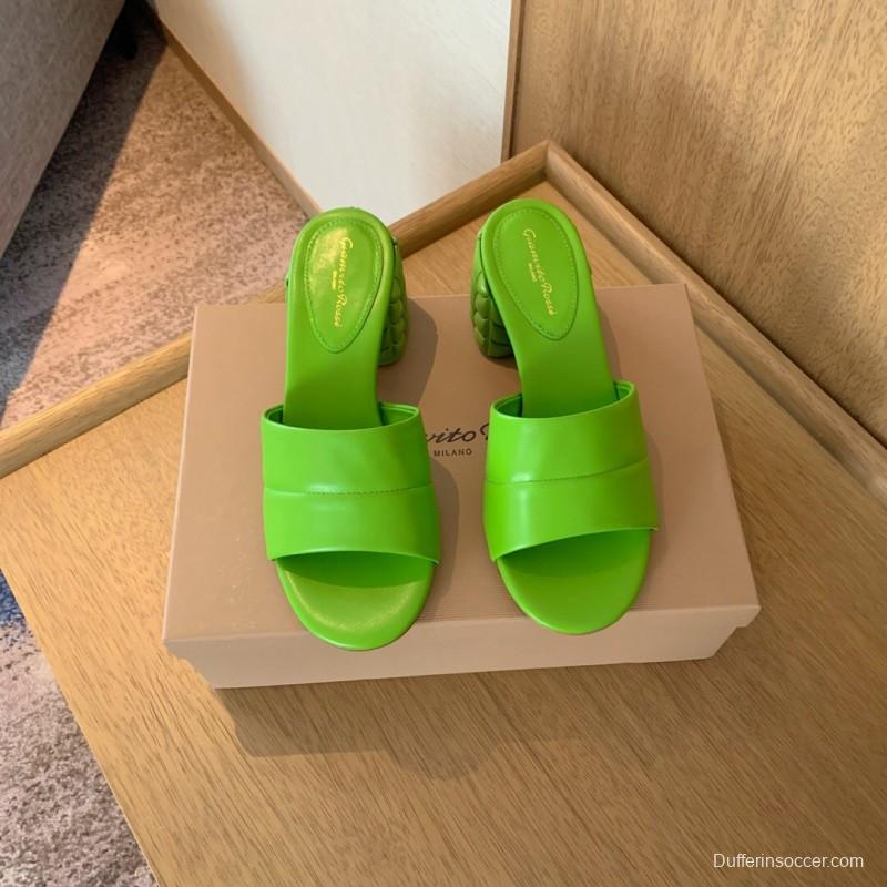 2025 Women Gianvito Rossi Green Leather Slippers KFY00260