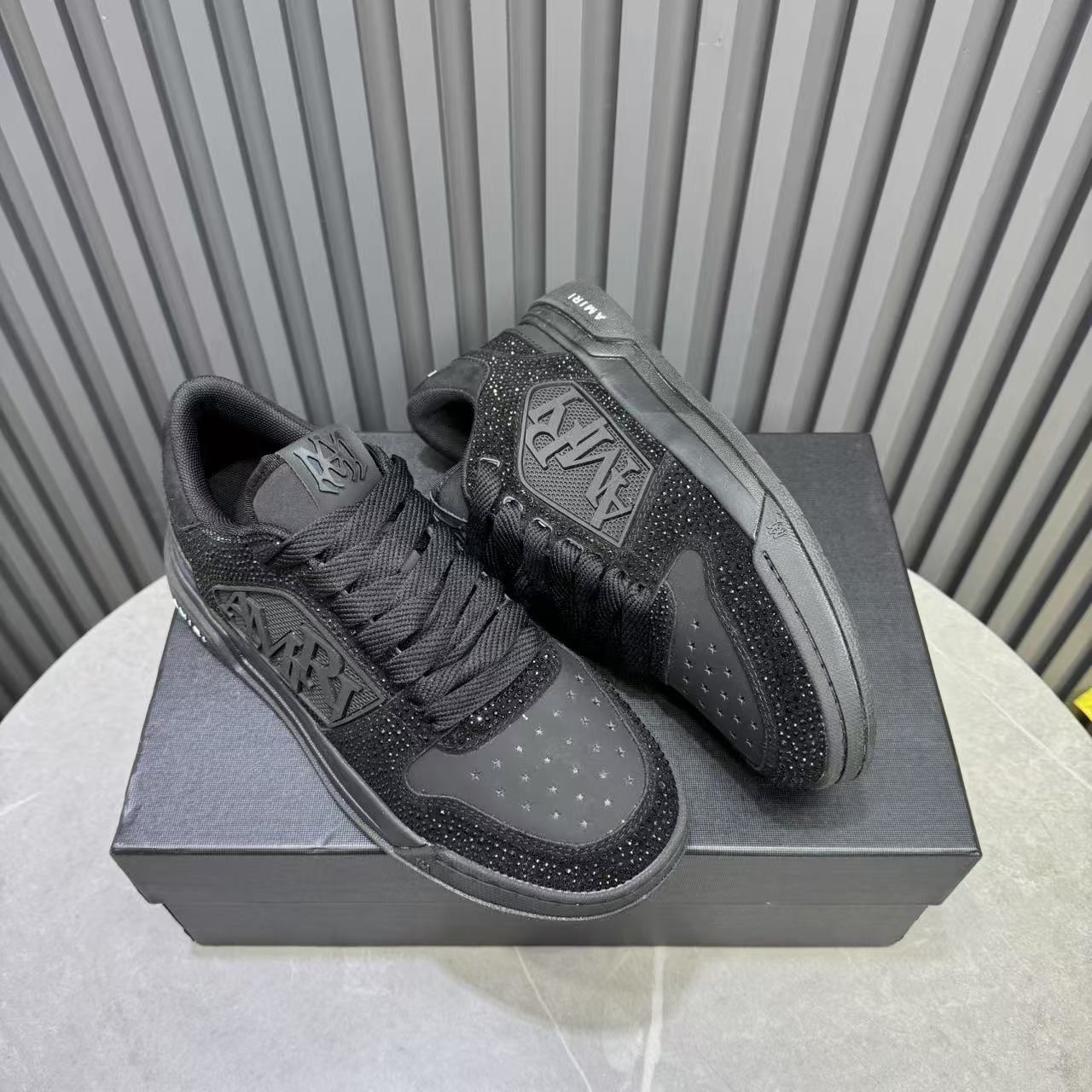 2025 Men Amiri Black Leather Sneakers MJ00360