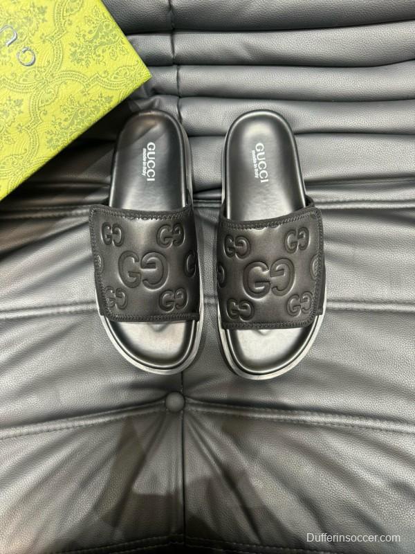 2024 GUCCI Black Leather Slippers MJ00200