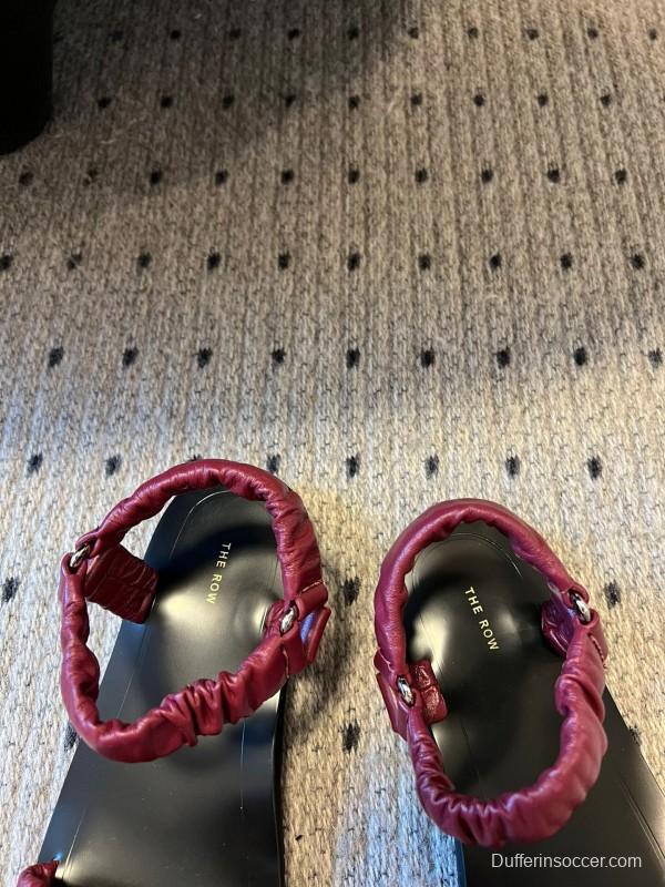 2025 Women The Row Burgundy Leather Sandals