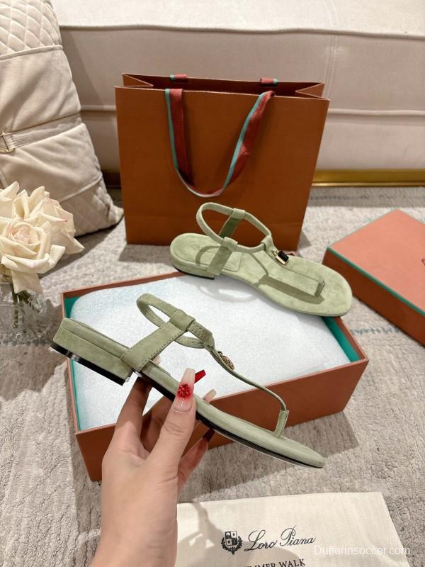 2025 Women LP Light Green Suede Sandals LY00360