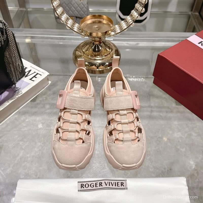 2025 Women RV Pink Knit Suede Sneakers LY00400
