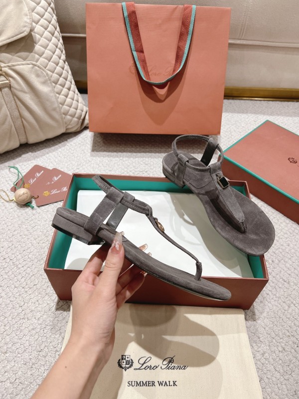 2025 Women LP Gray Suede Sandals LY00360