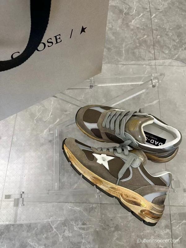 2024 Unisex GGDB Brown Grey Suede Mesh Sneakers