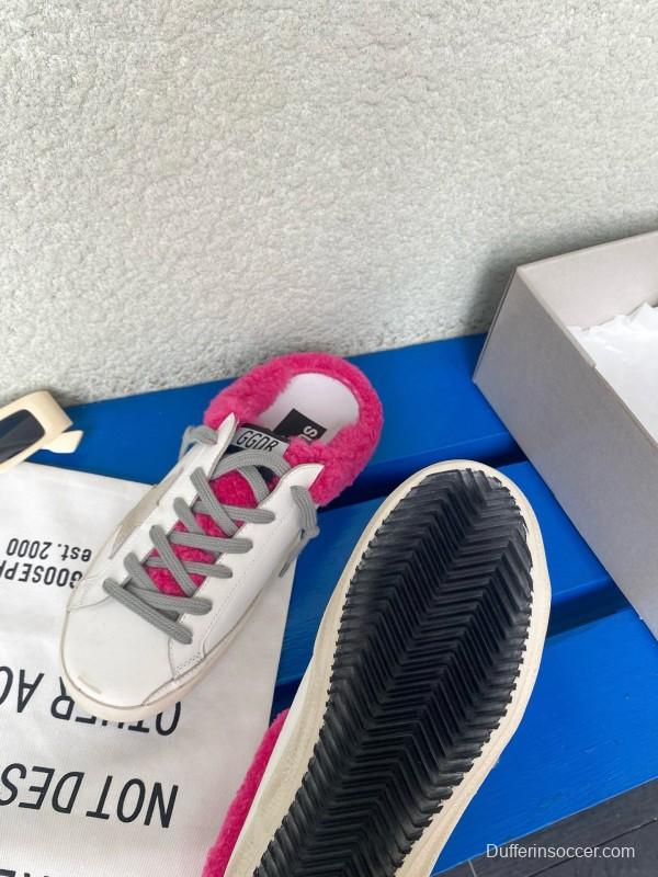 2024 Slippers GGDB White Pink Shearling Slippers MJ00280