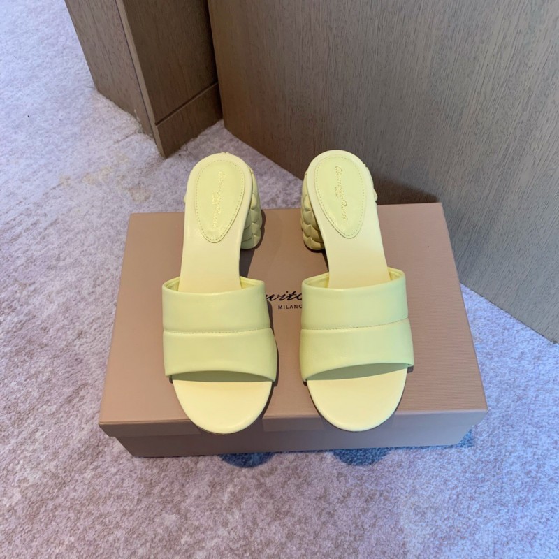 2025 Gianvito Rossi Yellow Leather Slippers KFY00260