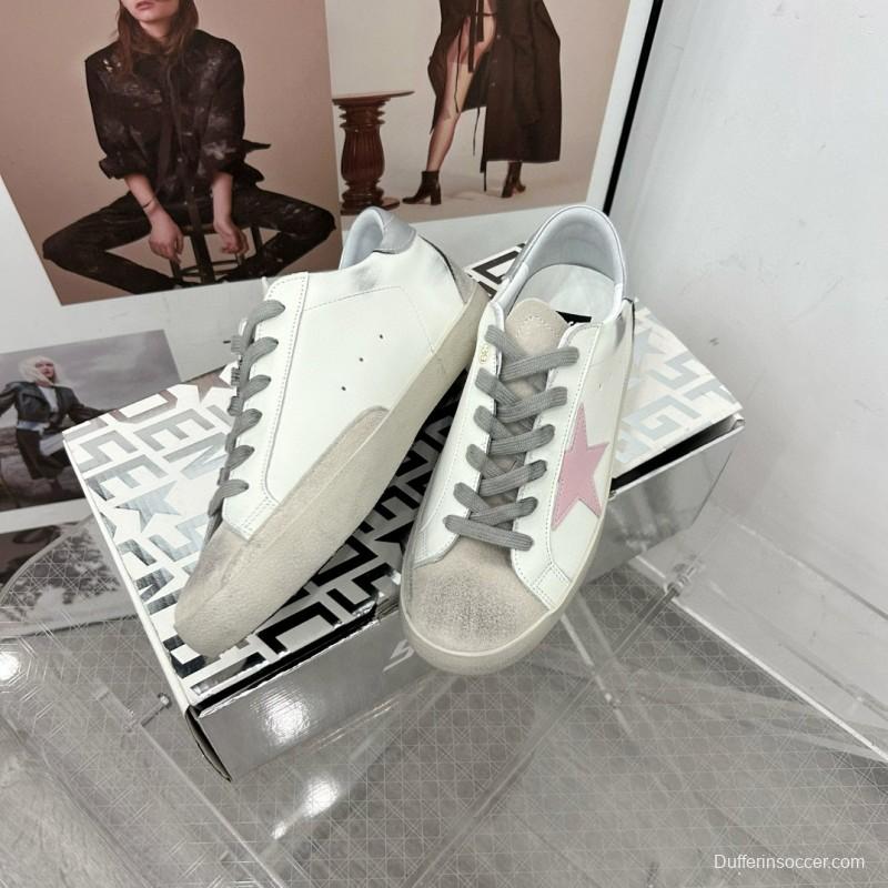 2025 Women GGDB White Pink Leather Sneakers