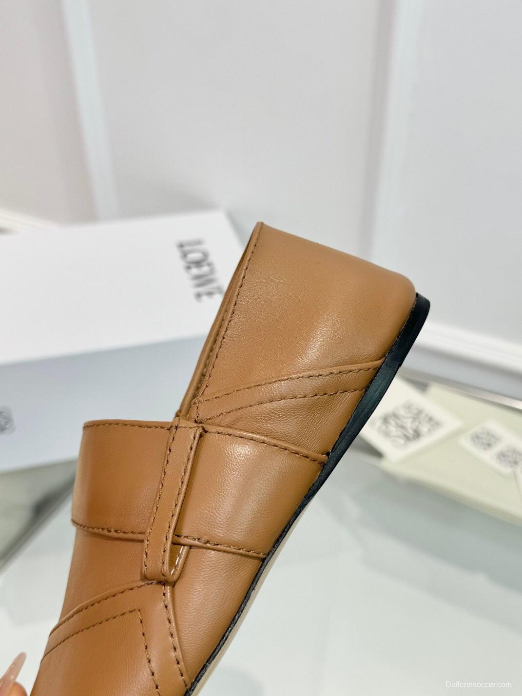 2025 Women Loewe Brown Leather Loafers LY00291