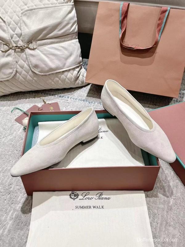 2025 Women LP Beige Suede Ballet Flats LY00320
