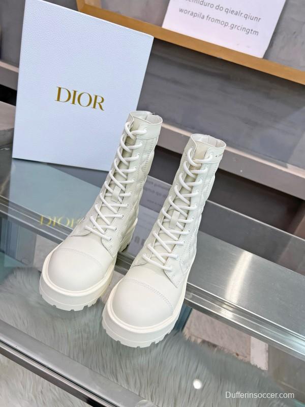 2024 Women Dior white leather boots MJ00430