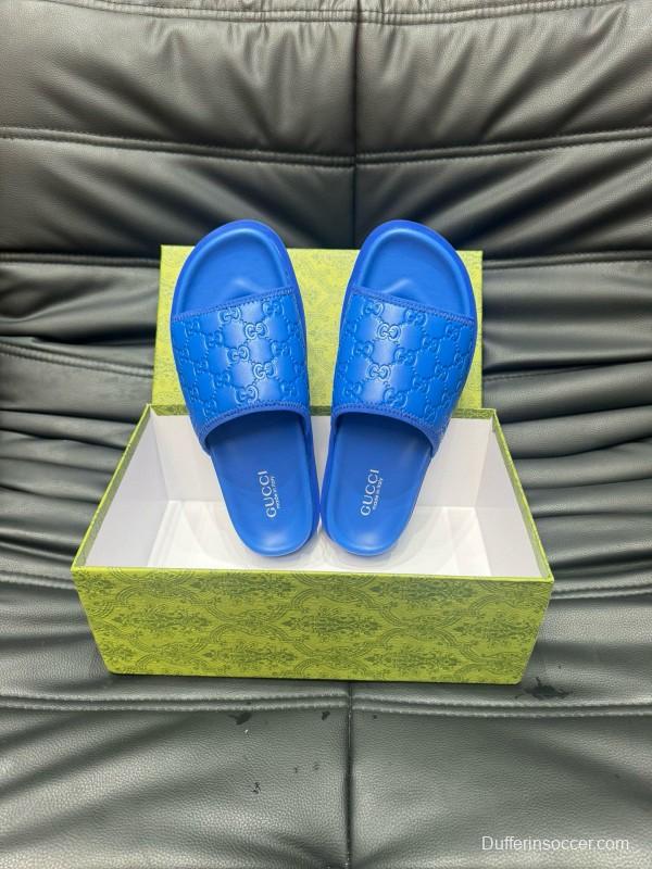 2024 Slippers Gucci Blue Leather Slippers MJ00200