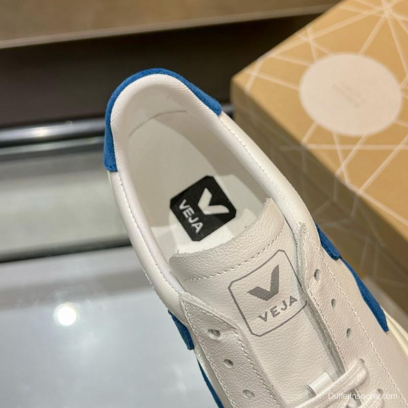 2025 Unisex VEJA White Blue Leather Canvas Sneakers MJ00240
