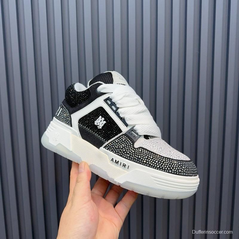 2024 Unisex Amiri Black White Mesh Leather Sneakers MJ00410